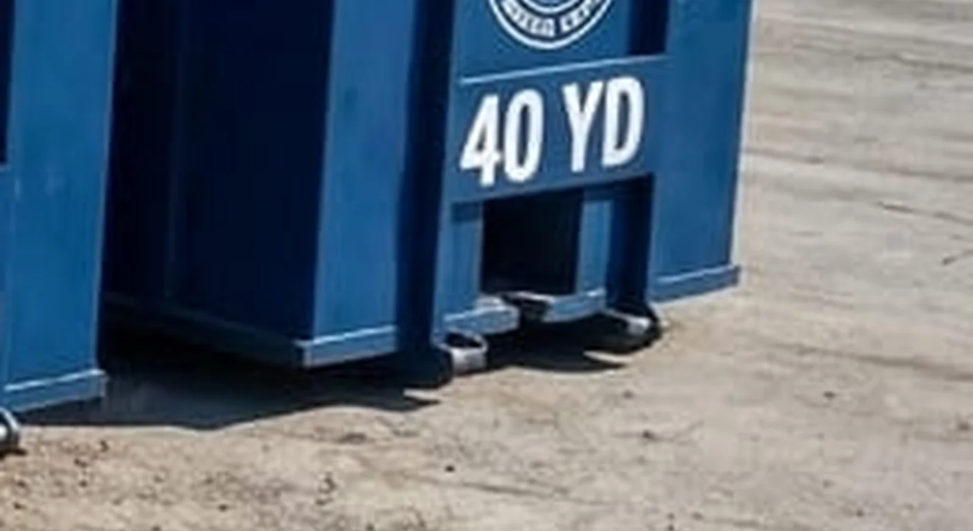 A Georgetown Dumpster Rental Guys 40 yard roll-off dumpster, part of a five-container size lineup with the size printed on the side